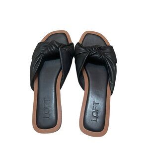 Black Leather Knotted Slide Sandals Women’s 7.5M Loft